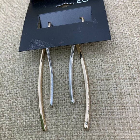 Napier Two Tone Cylinder Drop Earrings - Picture 4 of 6